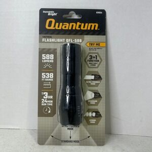 Quantum Tactical Flashlight QFL-588 588 Lumens LED Zoomable Aluminum Black 63934